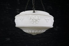 Antique Milk Glass Fly Catcher Shade on Chains ~ Victorian Ceiling Pendant Light