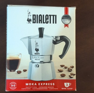 Bialetti Moka Express 3 Cup 130ml Aluminum Silver Manual Espresso Moka Pot