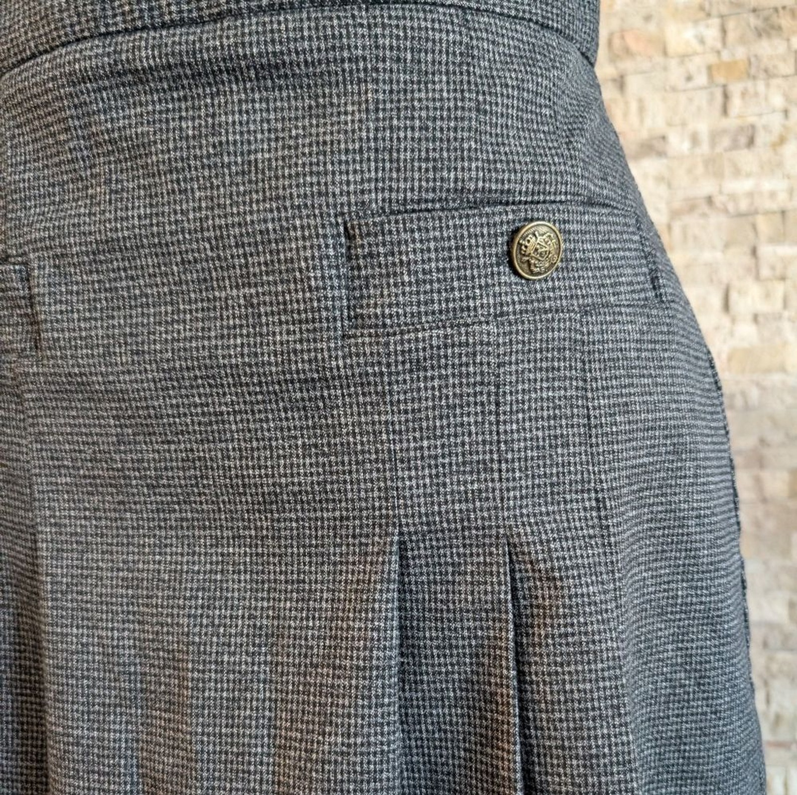 Loft Gray Herringbone Pleated Women's Skirt Academia Prep Grunge Money 90s Y2K image 10