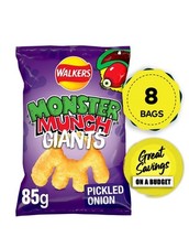 Walkers Crisps Monster Munch Giants Large Pickled Onion Snack 8x85g