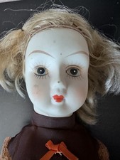 Vintage 18 Porcelain Doll Blonde Floral Dress Creepy Gothic Halloween Decor