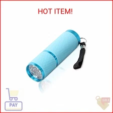 AHIER 9 LED Glow in Dark Flashlights, Rubber Coated Small Flashlights with Strap