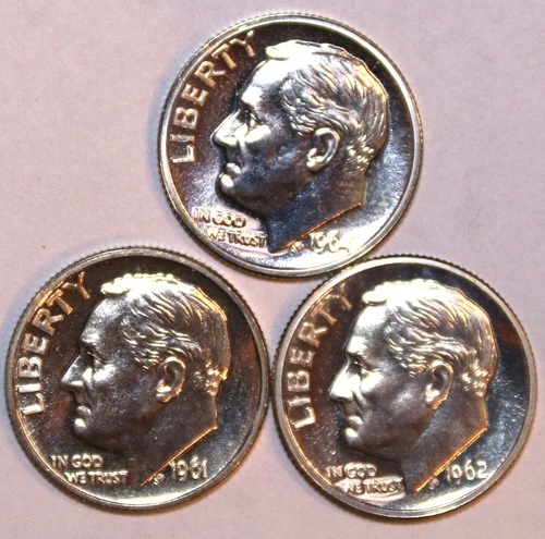 (2) Roosevelt Dimes - Proof - 1961P 1962P 1964P - #9425D FREE SHIPPING