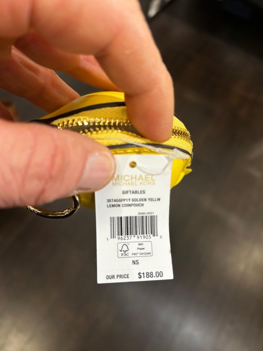 Michael Kors Lemon Zip Coin Purse Key Chain Ring Fob Giftables