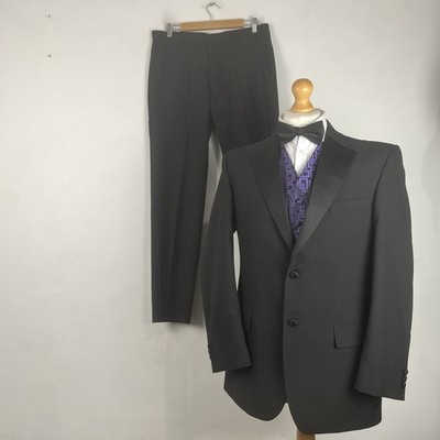 Marks & Spencer Smoking Dinner Anzug 3-teilig Herren 40R Schwarz 34W 31L Weste 42R
