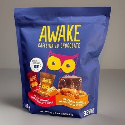 (32 Servings) Awake Caffeinated Chocolate Bites - Salted Caramel + Almond