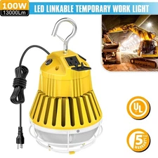 NEW Linkable LED Temporary Work Light 100W Constructions Jobsite Work Lamp Plug