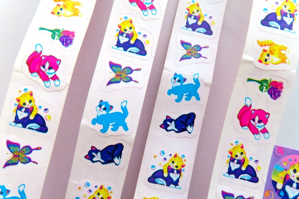 Lisa Frank Pegatinas Gato Desplegamientos De Colección Arco Iris Pascua Corazón Animal Nostálgico Foto 4 de 4