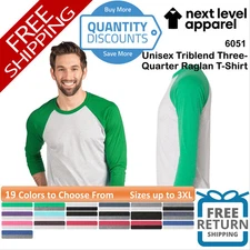 🔥 Next Level Men Triblend Ring-spun Three-quarter Raglan T-shirt Up To 3XL 6051