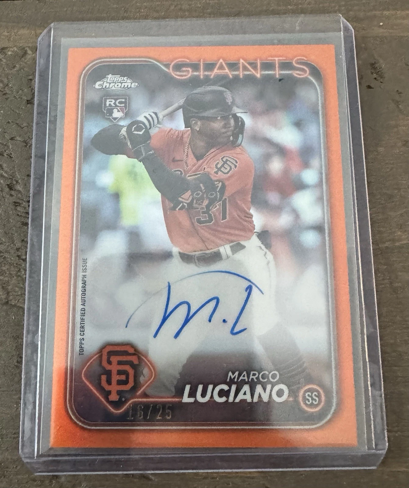 2024 Topps Chrome - Rookie Autographs Marco Luciano #RA-ML Orange Refractor /25