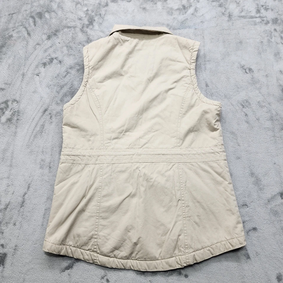 YMI Chaleco Mujer XL Beige Carga Utilidad Sin Mangas Cremallera A Presión Imitación Piel Forrada Chaqueta Foto 2 de 4