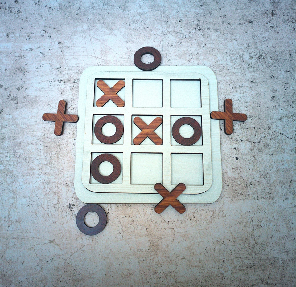 Wooden Tic Tac Toe Board Game 6",Handmade Mini Travel XO Game, Rustic Gift-2 pcs - Image 4 of 4