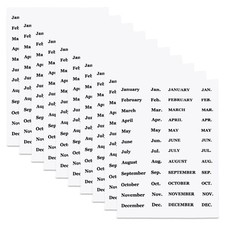 Months Planner Stickers, 10 Sheets 5.31" x 3.74", Black Monthly Tab Stickers