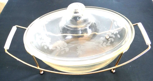Rare Vintage 1919 Pyrex: #194-294 2 Qt Glass Casserole w/Pyrex Decorated Lid 194