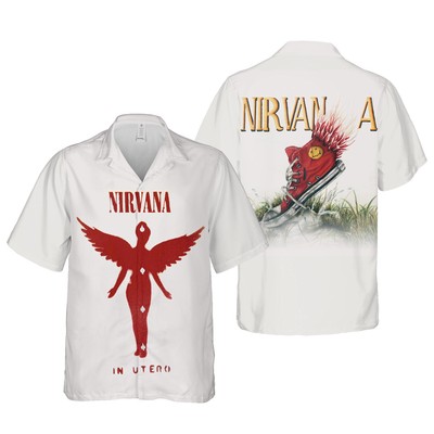 Nirvana Merch Shoes Art In Utero Poster Cuban Shirt Premium Unique Hawaiian Shir