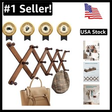 Adjustable 14-Peg Walnut Coat Rack - Stylish Wall Hanger for Home Organization