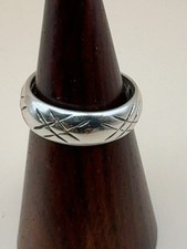 925 Sterling Silver Size M Engraved Abstract Pattern Band Ring 3.25g