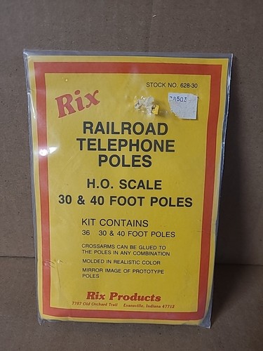 Postes de teléfono ferroviario RIX (escala HO) #628-0030 postes de 30 y 40 ' - paquete de 36 - nuevo en caja | Zustand: New