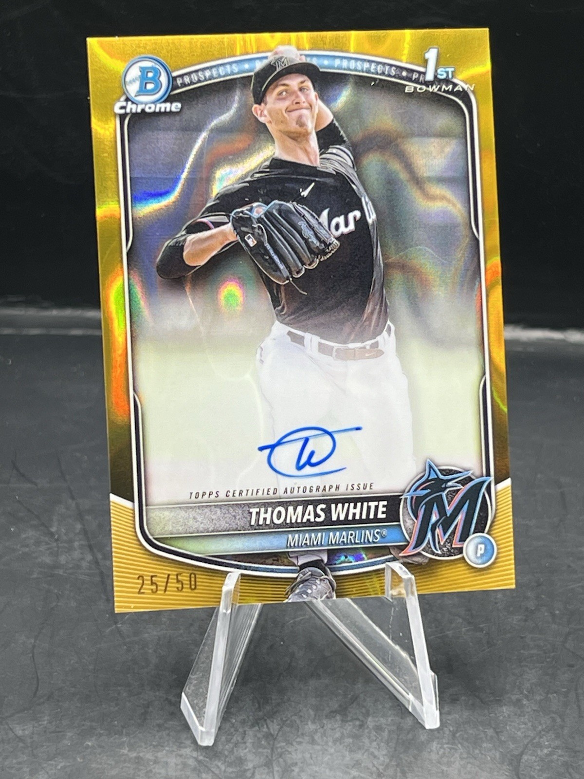 2025 Bowman Chrome Thomas White Prospect Auto #CPA-TW Gold Lava /50