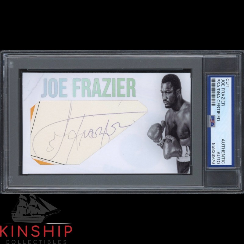 Joe Frazier signed Cut 3x5 Custom Card PSA DNA Slab Boxing Auto C6321