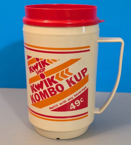 Vintage Kwik Shop Travel Mug - Kombo Kup USA - Midwest Gas Station Ad Merch