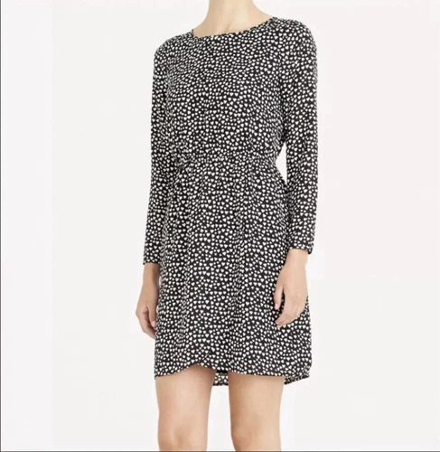 VALENTINO Abito J Crew 14 grande nero bianco cuore romantico capriccioso maniche lunghe tulipano $98
