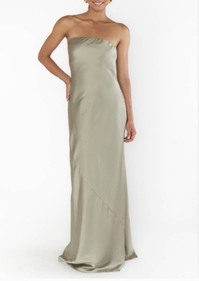 chinese dress ladies Taylor Tube Maxi Dress, in Dune Luxe Satin, Size: Large | Show Me Your Mumu