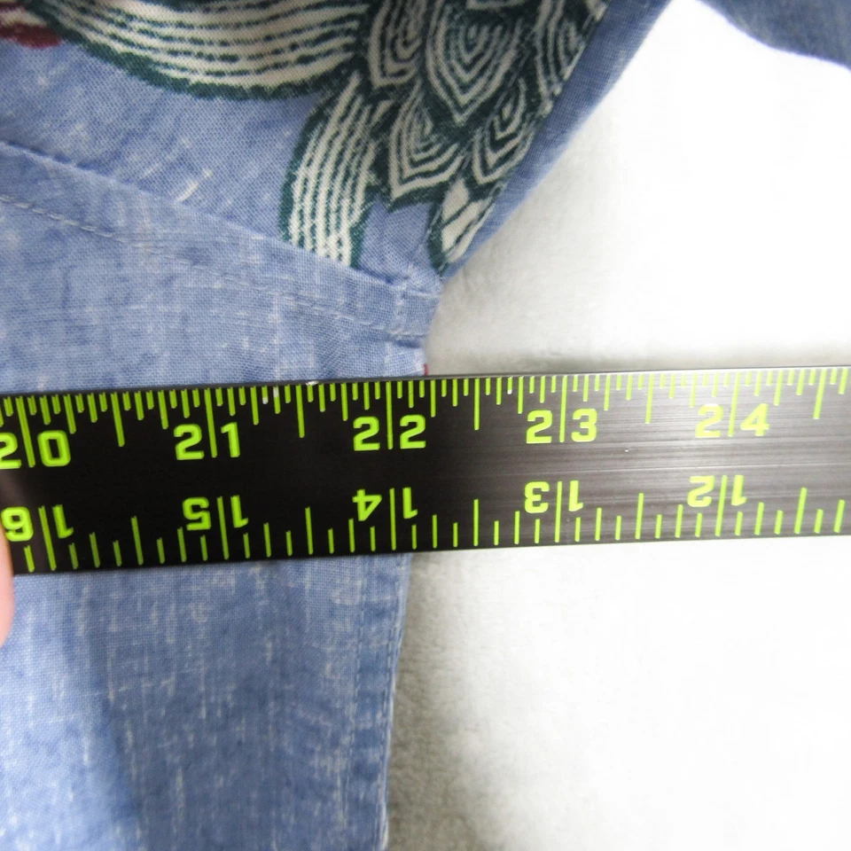 Reyn Spooner Tailored Mens Medium Floral Hawaiian Shirt Blue Aloha - Image 4 of 4