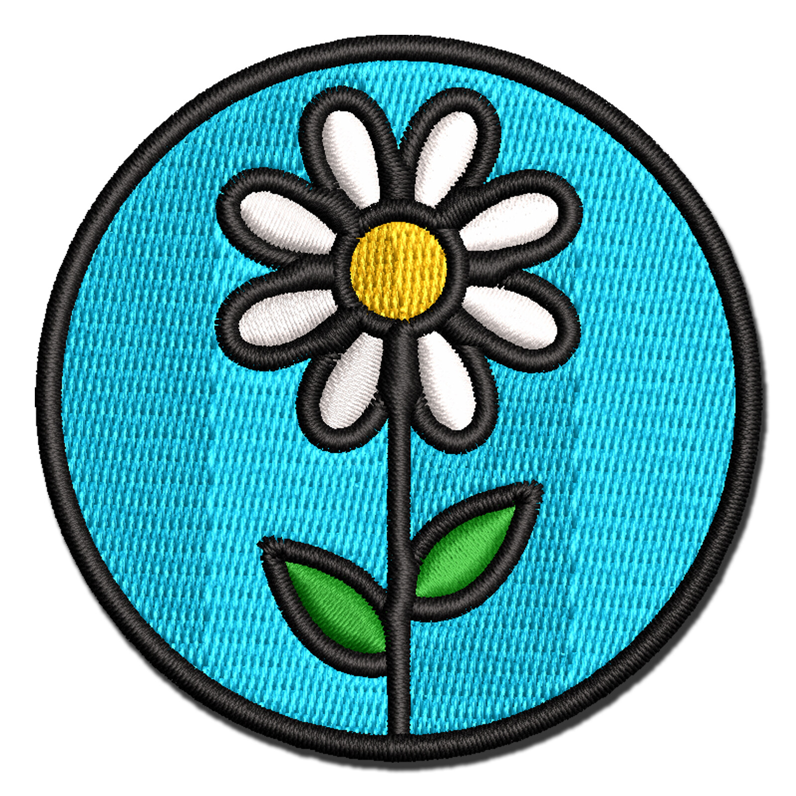 Multi-Color Daisy Flower Circle Embroidered Iron-On Patch Applique