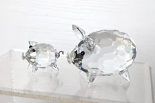 Vintage Lot of 2 SCS Swarovski Small Pig Figurines One has no tail