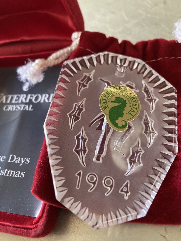 Waterford Crystal 1994 Christmas Ornament.  Brand New w/ Original Box & Pouch