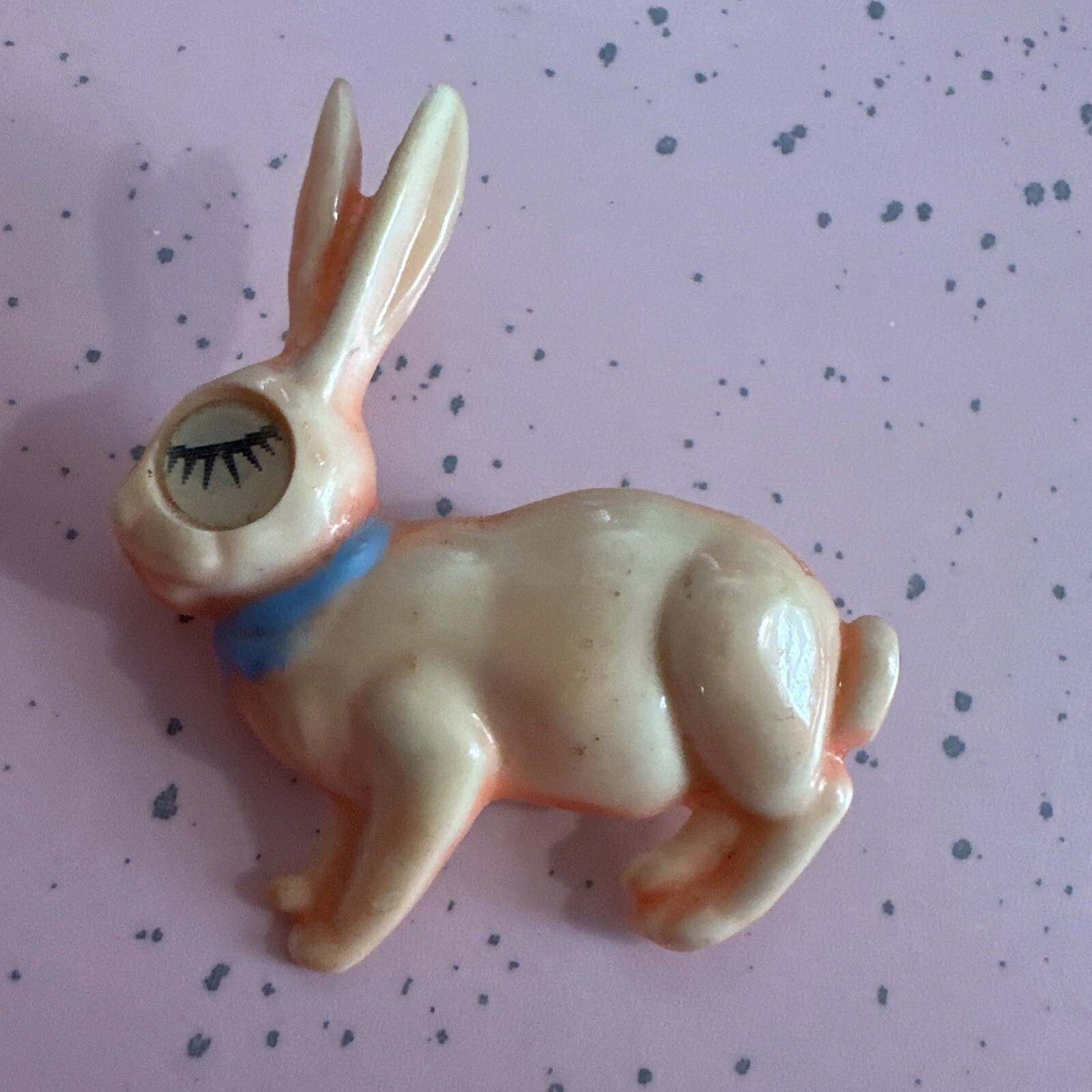 Vintage Celluloid Plastic Winking Easter Bunny Ra… - image 2