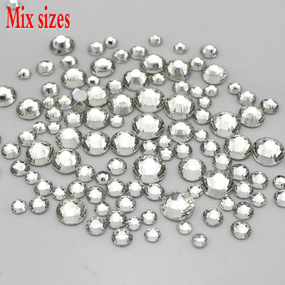 1030pcs Mix Sizes Crystal Clear Flatback Rhinestones Non Hotfix 1.3mm-6.6mm 