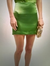 Cinq A Sept Doris Satin Mini Skirt Green Size 8