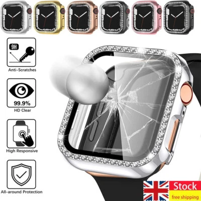 For Apple Watch 9 8 7 6 5 4 3 2 Diamond Bling Protector Case Cover 40/44/41/45mm