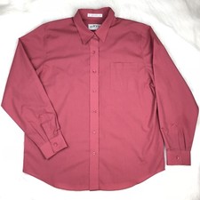 Orvis Mens Button Down Dress Shirt 16 Large Long Sleeve Salmon Red Pink Solid