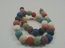 Synthetic Lava Round Beads, Dyed, Qty 12 - Mixed Color,12mm, Hole: 2mm 