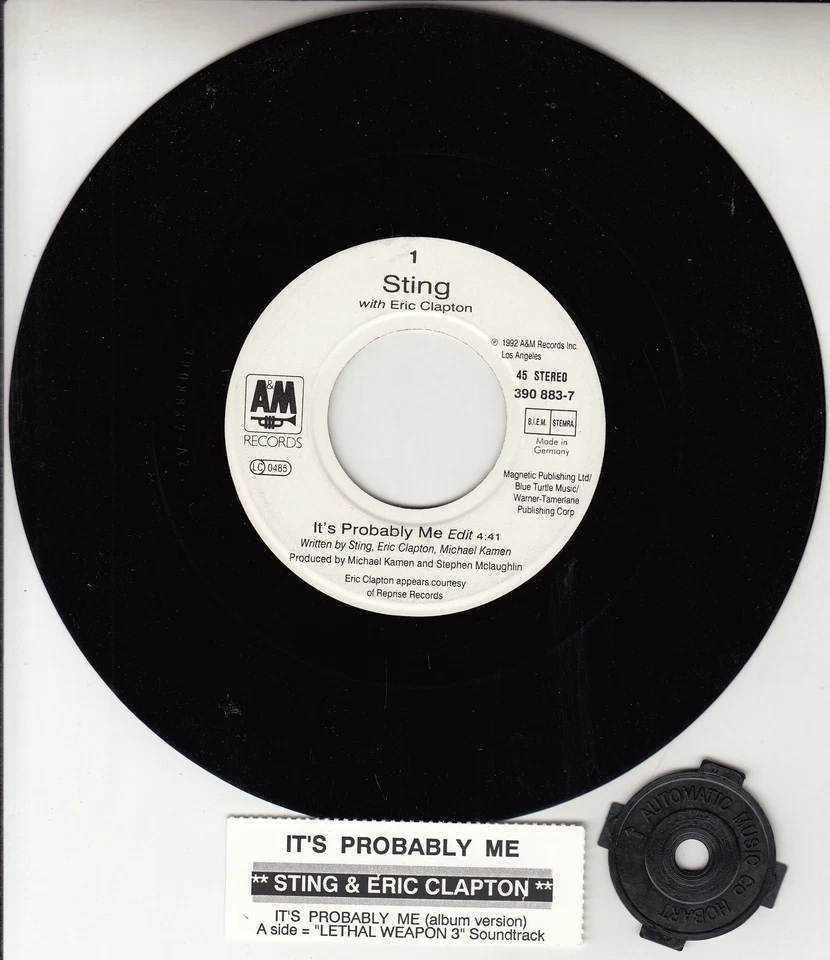 STING & ERIC CLAPTON  It's Probably Me PICTURE SLEEVE LETHAL WEAPON 3 record 45 - Image 2 of 2