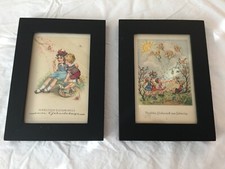 2 FRAMED PICTURES OF CHILDREN FROM GERMANY WITH MESSAGES ON BACK - PRE-OWNED