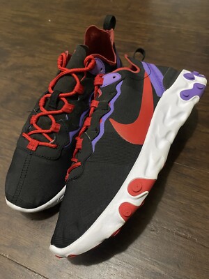 CLEAN Nike size 9.5 Women s React Element 55 Black University Red CQ9903-001