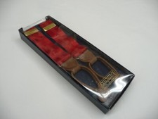 Executive Series Men Tuxedo Pants Jeans Fabric Leather Tabs Red Suspender