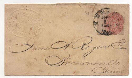 CSA Tłoczona pokrywa kupców komunalnych Memphis Provisional 56X2 Sept 1, 1861 Ex Matz - Zdjęcie 1 z 2