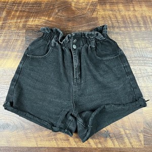 Denim Paper Bag Shorts Washed Black sz 