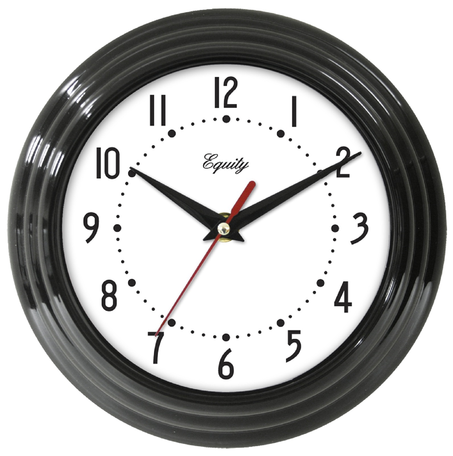 25013 Equity by La Crosse 8" Plastic Analog Wall Clock - Black