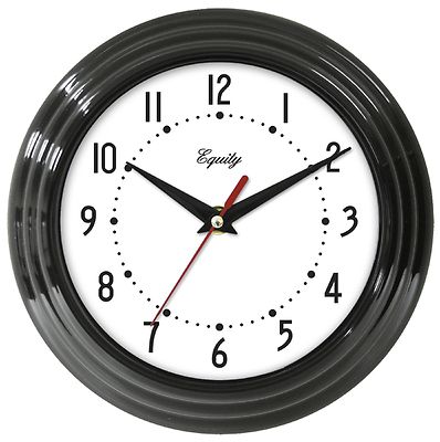 25013 Equity by La Crosse 8'' Plastic Analog Wall Clock - Black