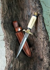11" Renaissance Dagger Bone Handle, Brass Fittings. Leather Sheath, Sharp 
