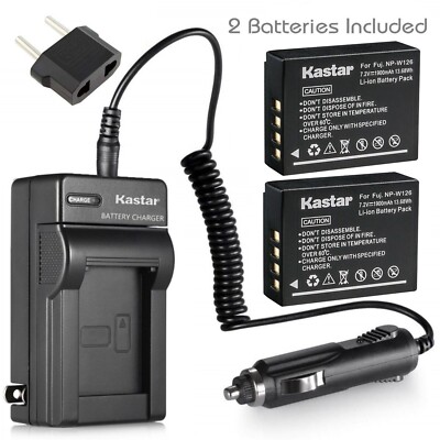 Travel Charger & 2 battery for Fujifilm X-A7 X-A10 X-E1 X-E2 X-E2S X-E3 X-E4