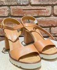 Unisa Sandalen Cognac /braun Plateau Gr. 39 Glattleder  Neu