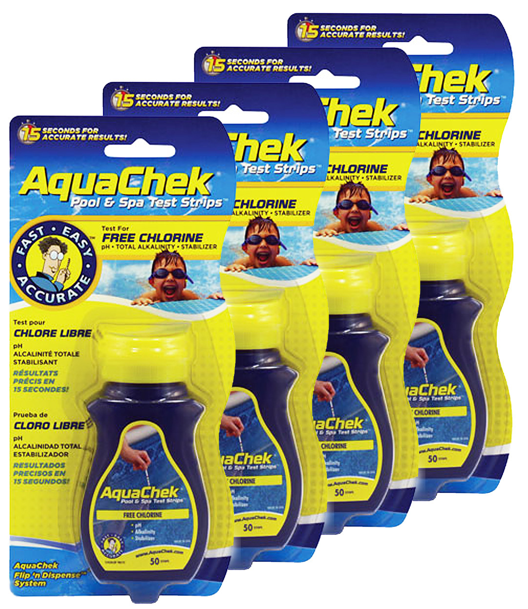 AquaChek Test Strip Chlorine Hot Tub Swimming Pool Spa 4 pack 200 Strips