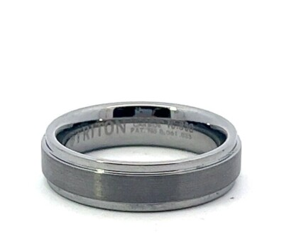 #ad Triton Tungsten Carbide Grey Double Groove Band Ring 6mm Wide $19.60